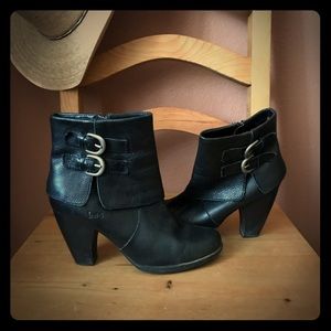 Born “boc” high heel black leather boots. Size 8.5